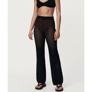 Forever 21 Black Fishnet Mesh Pull-On Pants size Small